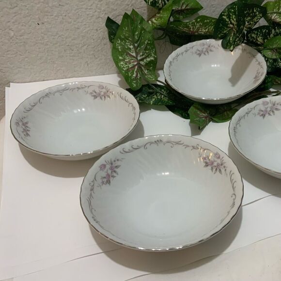 Set 4 GENUINE PORCELAIN CHINA GOLD STANDARD PINK ROSE MADE IN JAPAN FRUIT BOWL - Picture 1 of 8